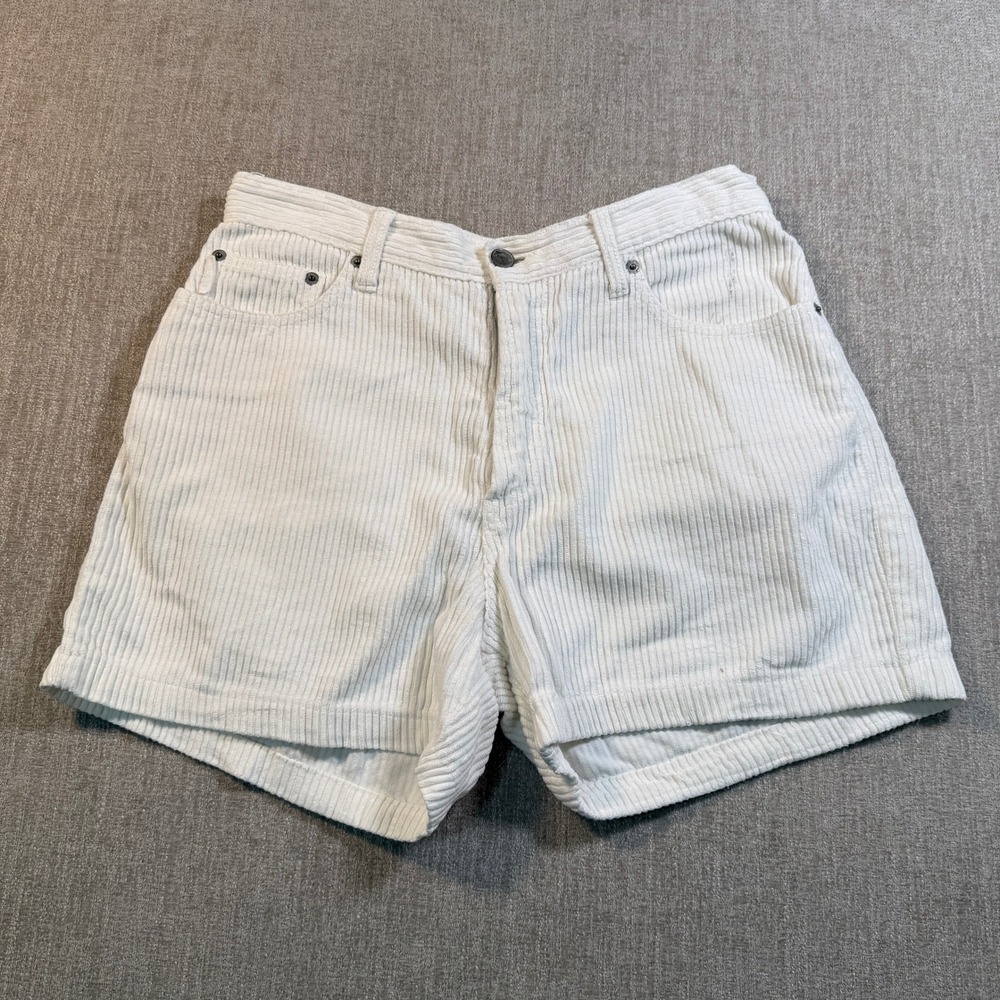 Vintage Bongo Classic White Corduroy Shorts High Waisted Made in USA Size 9